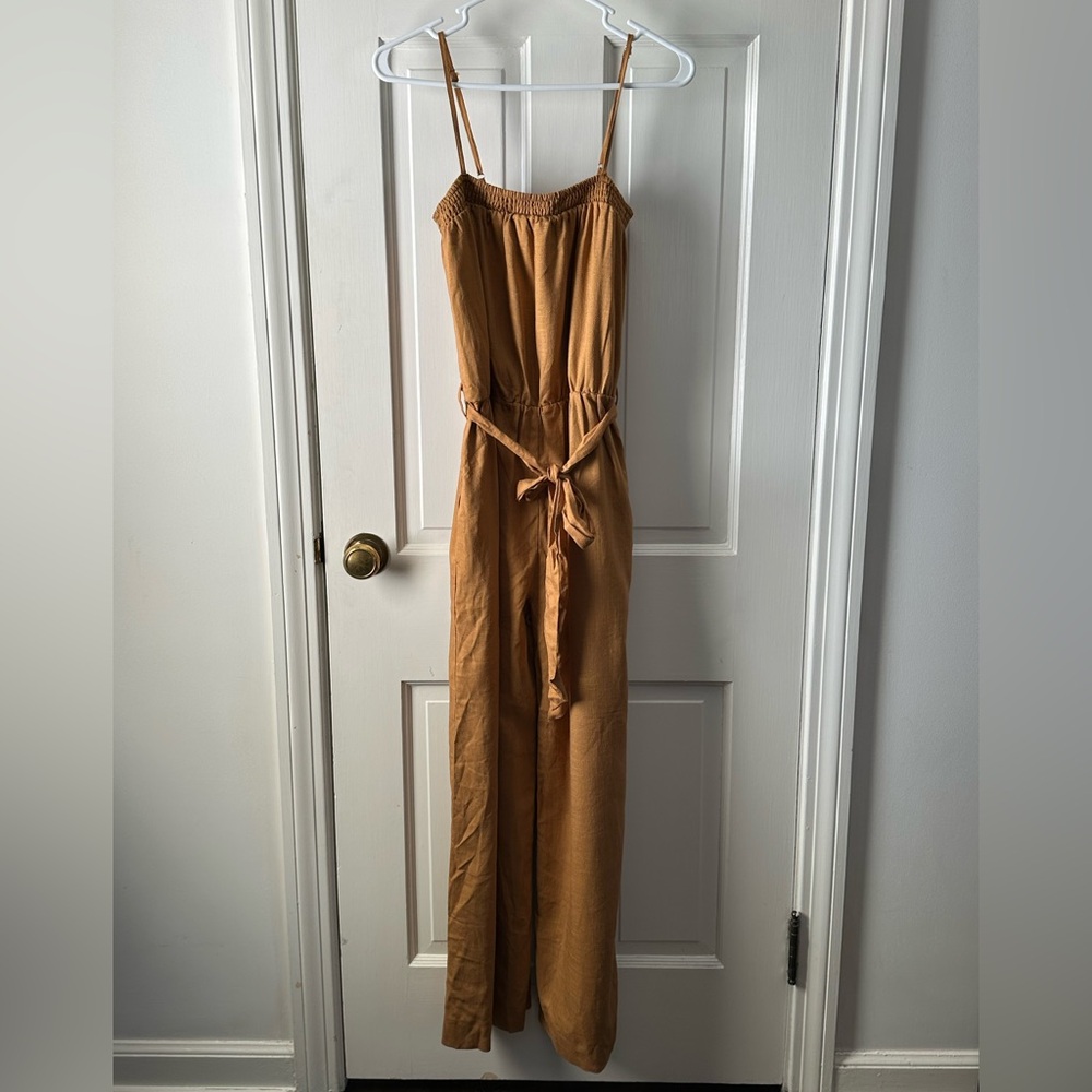 NWOT Chic Tan Jumpsuit with Belt